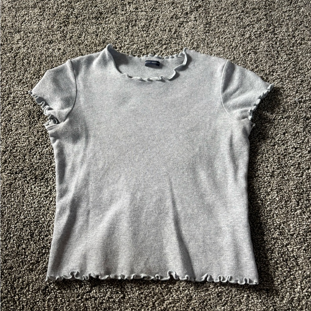 Brandy Melville Gray Ruffle Hem Top